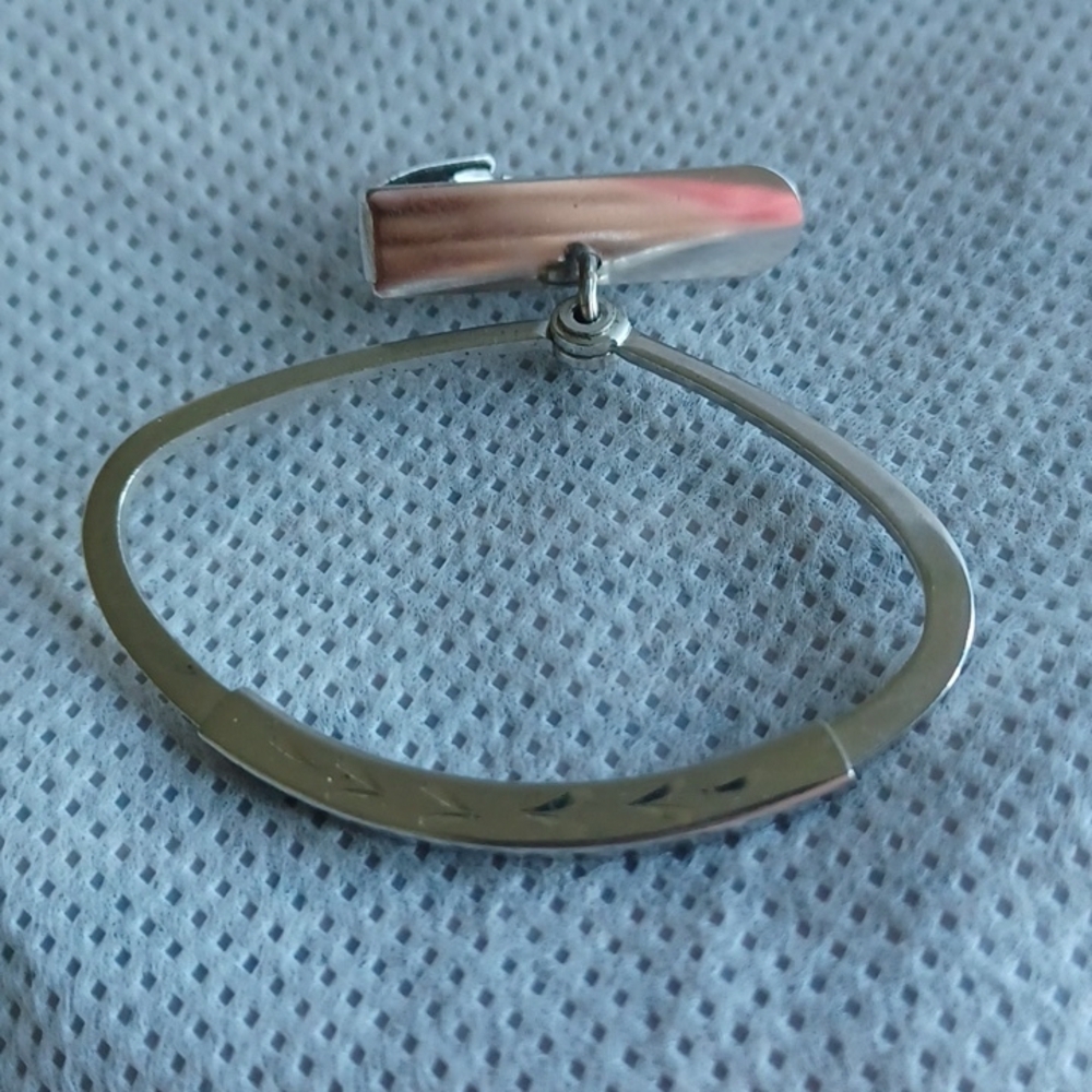 Vintage Anson Adjustable Tie Holder Ring with Clip, Silver Tone